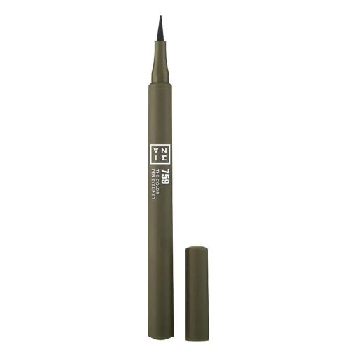 3INA The Color Pen Eyeliner 759 - Ultra Fine Tip 24H Olive Green Longwear Liquid Liner - Vibrant Colors, Matte, Smudgeproof, Flake Proof Makeup - Cruelty Free, Paraben Free, Vegan Cosmetics - Green