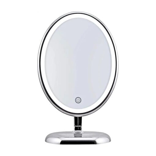 Oval Personal Makeup Mirror with Lights - Magnifying Mirror Light for Table Top - Led Make Up Mirror - 360 Degree Travel Swivel Vanity Mirror - Includes Compact 10x Magnifying Mirror - Pro Beautify