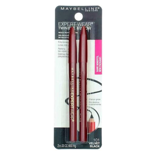 Maybelline Expert Eyes Twin Brow And Eye Pencils, Velvet Black [ 101 ], 2 ea ( Pack of 2 )