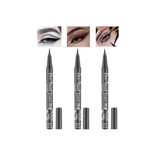 3Pcs Black Liquid Eyeliner Pen Set, Waterproof, Smudgeproof, Longwearing, Flexible Tip Eye Liner For Women and Girls