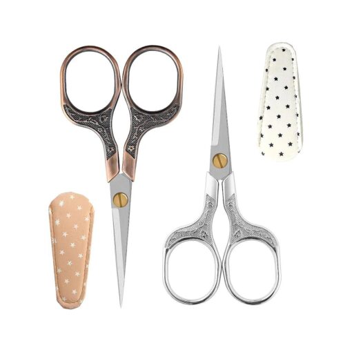 Facial Small Hair Grooming Beauty Scissors,2pcs 5 inch Comestic Cutting shears for Men and Women, Hair Trimming, Beard, Nose Hair, Eyelash, Sewing, Embroidery, Craft, Art Work & Everyday Use