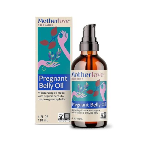 Pregnant Belly Oil ( 4 oz ) Natural Moisturizer to Soothe Itchy Skin & Prevent Stretch Marks -- Non-GMO, Organic Herbs, Vegan