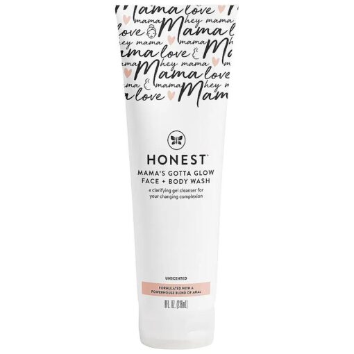 Honest Mama 's Got ta Glow Face and Body Wash | Pregnancy-Safe Clarifying + Exfoliating AHA Cleanser | 8 fl oz