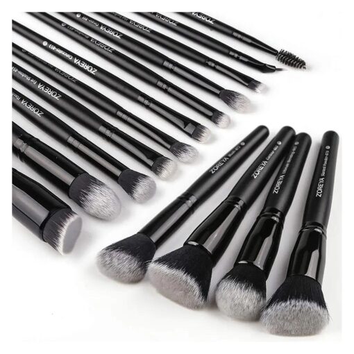 ZOREYA Makeup Brushes 15Pcs Makeup Brush Set Premium Synthetic Powder Foundation Contour Blush Concealer Eye Shadow Blending Liner Make Up Brush Kit