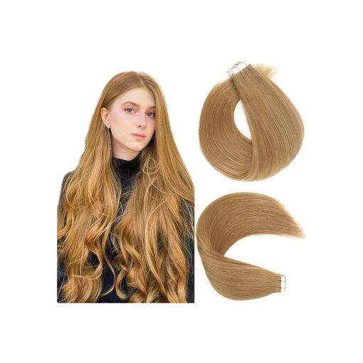 Tape In Human Hair Extensions 20 Inch Invisible Strawberry Blonde Soft Double Side Tape ins Hair 50 Gram 20 Pieces