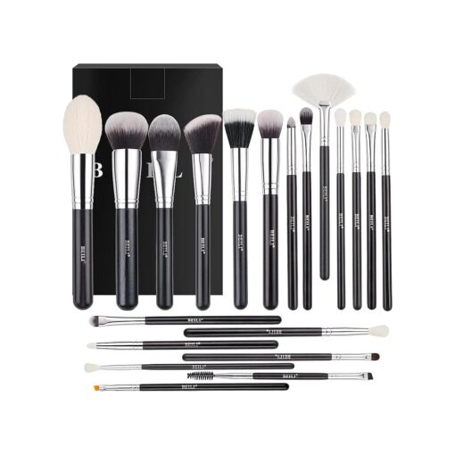 BEILI Makeup Brushes 20pcs Makeup Brush Set Natural Goat Hair Premium Synthetic Kabuki Foundation Face Powder Fan Contour Concealer Eye Shadows Eyebrow Eyeliner Make Up Brush Tools Kit ( Black ) ...