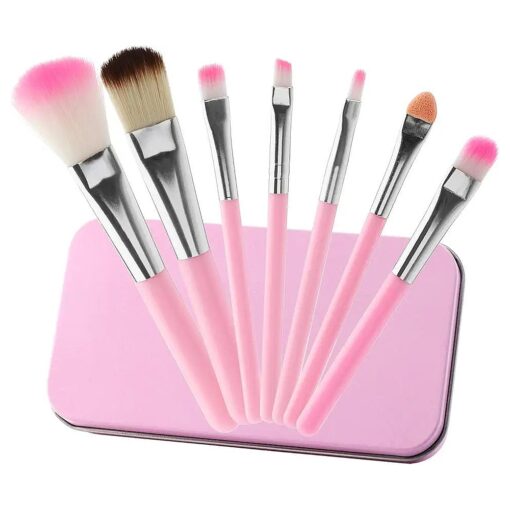 7Pcs Girl Makeup Brushes, Synthetic Fiber Make up Brush Set Foundation Blush Eyeshadow Eyebrow Lip Brush Blending Cosmetic Beauty Brushes