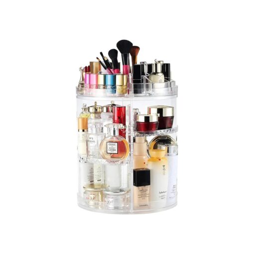 Makeup Organizer Rotating,8-Layer Large Capacity Cosmetics Organizer,360 Adjustable Spinning Makeup Stand, Skincare Clear Makeup Carousel for Vanity Countertop -Plus Size