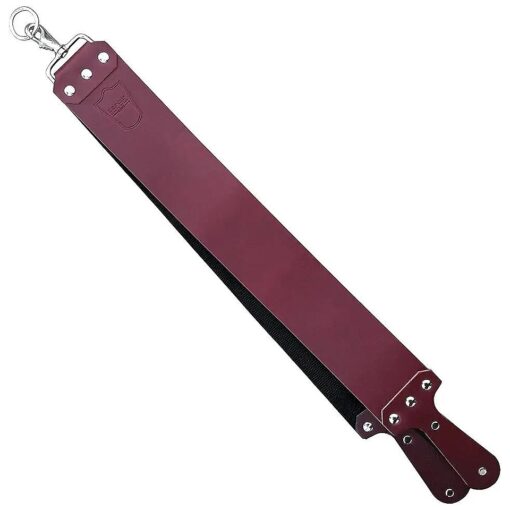 Parker 's Handmade Latigo Leather Straight Razor Strop for Sharpening Straight Razors & Knives - Made in USA - 3" x 27" ( Red )