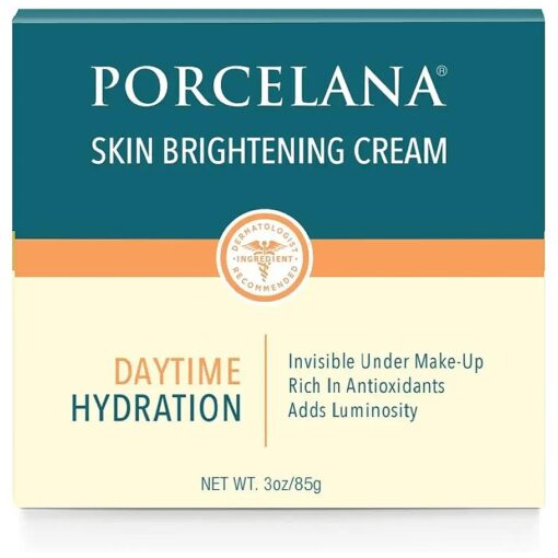 Porcelana Daytime Hydration Cream For Face & Body [ Updated Formula ] - Fades Dark Spots & Evens Skin Tone - For Sun & Age Spots, Acne Scarring, Melasma & Discoloration - Antioxidant Moisturizer ( 3 oz )