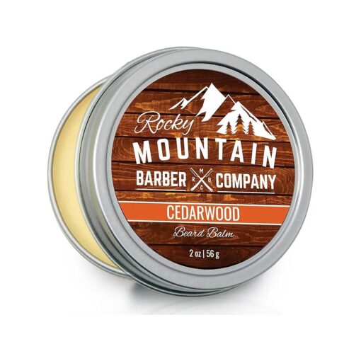 Beard Balm - Rocky Mountain Barber - 100 % Natural - Premium Wax Blend with Cedarwood Scent, Nutrient Rich Bees Wax, Jojoba, Tea Tree, Coconut Oil