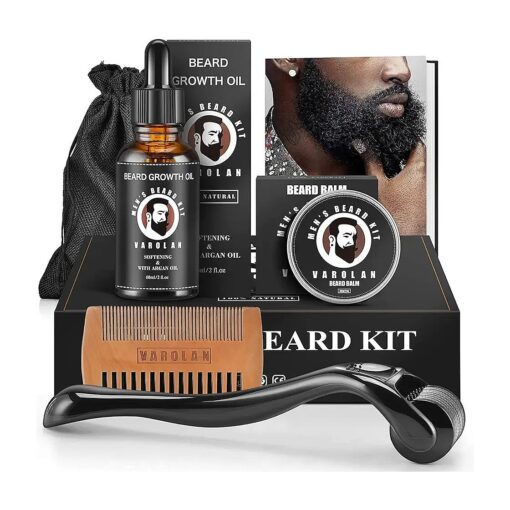 Beard Growth Kit - Beard Grooming Kit, Beard Growth Oil ( 2Oz ), Beard Balm, Beard Comb, Beard E-book, Storage Bag, Mustache Mens Gifts Set for Boyfriend Husband Fathers Dad Son Him Grandfather