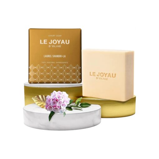 LE JOYAU D'OLIVE Luxury Handmade Soap, 100 % Natural Biodegradable Cleanser for Face and Body, Premium Laurel Shangri-La, Naturally Cured for 5 Months, Gift Idea, Handcrafted Soap, Pack of 1