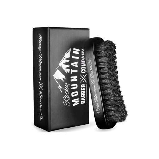 Men 's Hair Brush- 100 % Pure Black Boar Hair Natural Bristle for Beard, Moustache - Firm Military Style with Handmade Wood Handle - No Snags, No Scratch, Gentle Bristle - Use with Beard Oil