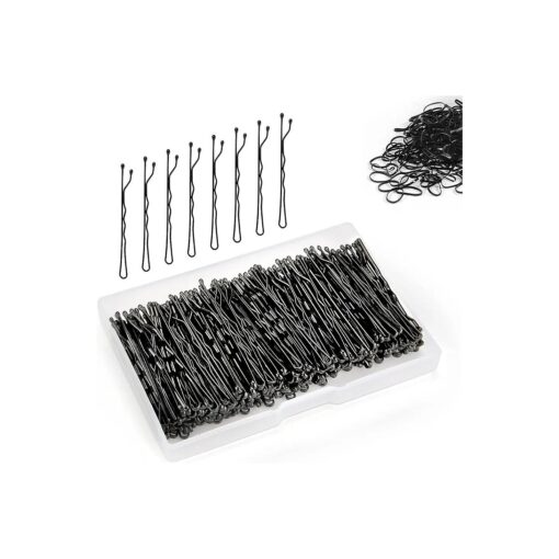 200 Count Bobby Pins, Premium Black Hair Pins With Box For Kids Women Lady Girls, Invisible Wave Hair Clips Bulk Hair Accessories For All Hair Types, Attach 50 Pcs Rubber Hair Bands