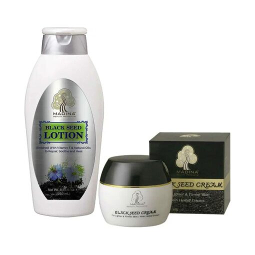 Madina Firming Skincare Bundle with Black Seed Face Cream and Body Lotion