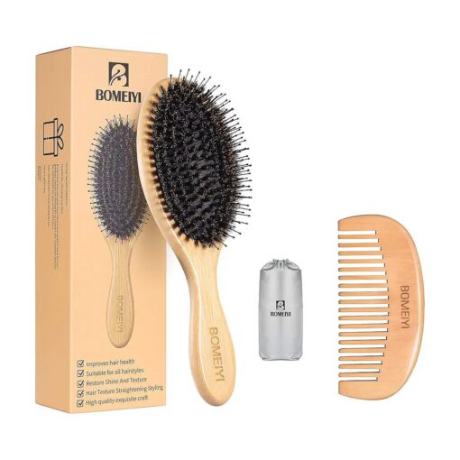 Hair Brush, Boar Bristle Hairbrush for Thick Curly Thin Long Short Wet or Dry Hair, Adds Shine and Makes Hair Smooth, Best Paddle Hair Brush for Men Women Kids .