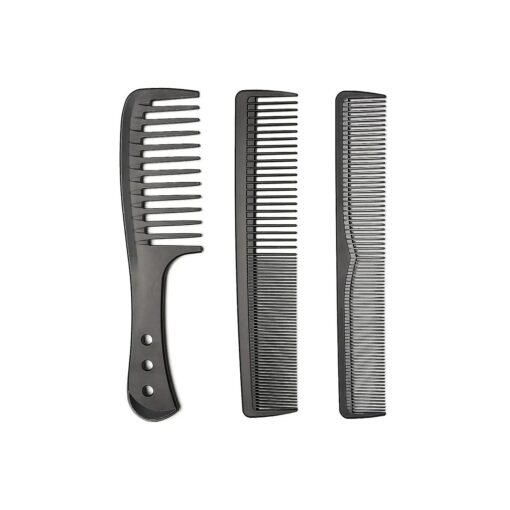 Carbon Fiber Hair Combs Set Anti Static Styling Grooming Comb Heat Resistant Hairdressing Comb ( Black-3PCS )