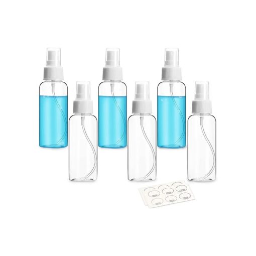 ZEJIA 6 Pack Small Spray Bottle, 2.7oz/80ml Travel Spray Bottle, Empty Fine Mist Spray Bottles, Refillable Mini Spray Bottles with Labels