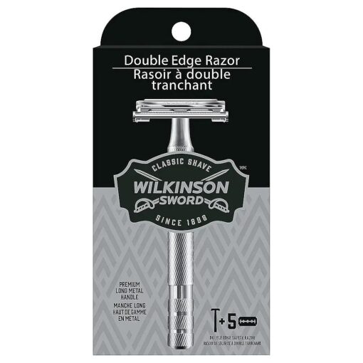 Wilkinson Sword Double Edge Razor for Men With 5 Double Edge Razor Blades Refills