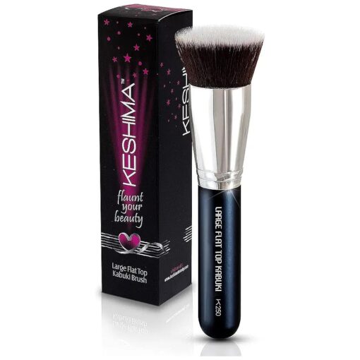 Large Flat Top Kabuki Foundation Brush By Keshima - Premium Makeup Brush for Liquid, Cream, and Powder - Buffing, Blending, and Face Brush, 1.6" Top Diameter