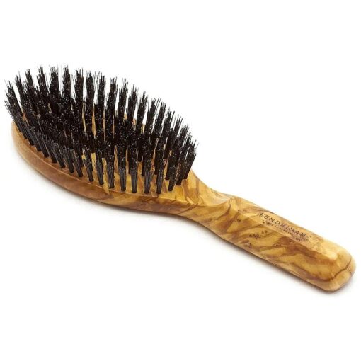 Fendrihan Men 's Oval Hairbrush Pure Bristle with Real Olivewood Handle, Made in Germany