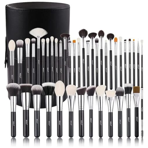 BEILI Makeup Brushes 42pcs Makeup Brush Set Premium Goat Synthetic Hair Kabuki Foundation Blending Brush Face Powder Blush Concealers Eye Shadows Make Up Brushes Kit with Case ( Black )