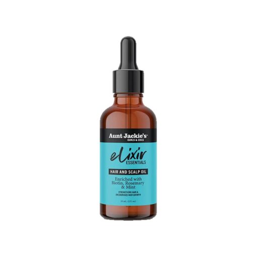 Aunt Jackie 's Elixir Essentials Hair & Scalp Oil Enriched with Biotin, Rosemary & Mint, Nourishes, Thickens & Supports Hair Growth, 2 oz