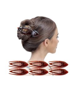 RC ROCHE ORNAMENT 6 Pcs Womens French Concord Curved Hair Clip No Slip Strong Grip Comfortable Hold Girls Ladies Beauty Accessory Pin Teeth Clamp, Small Brown