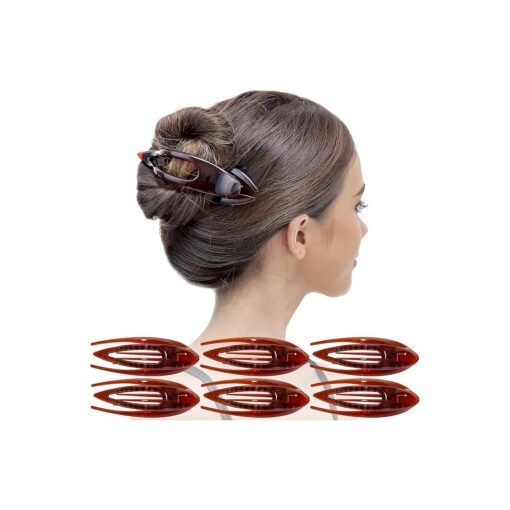 RC ROCHE ORNAMENT 6 Pcs Womens French Concord Curved Hair Clip No Slip Strong Grip Comfortable Hold Girls Ladies Beauty Accessory Pin Teeth Clamp, Small Brown