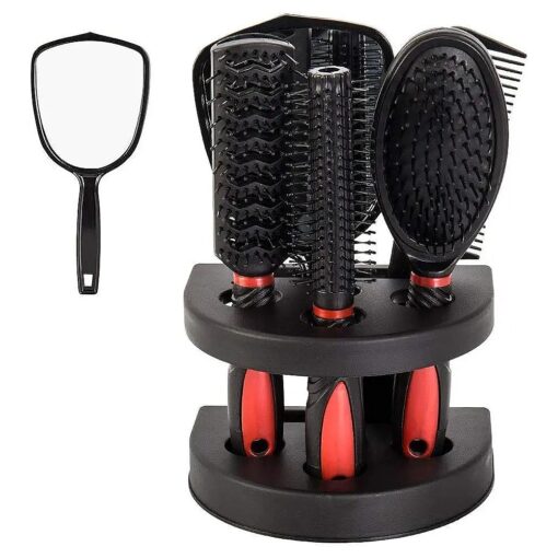 Set of 5 Hair Combs Set Professional Salon Hair Cutting Brushes Sets Salon Hairdressing Styling Tool Mirror And Holder Stand Set Dressing Comb Kits for