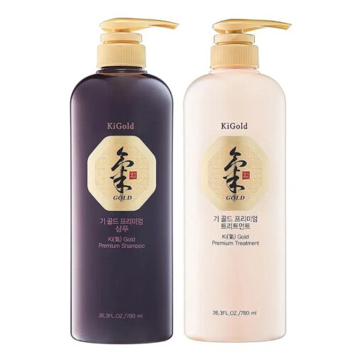 Daeng Gi Meo Ri - Ki Gold - Premium Shampoo + Treatment Set for Hair Loss, Thin Hair, Gray Hair Prevention and Treatment, Medicinal Herbal Shampoo, All Natural, Korea 's No, 1 Hair Brand