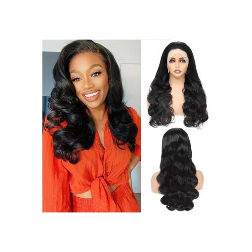 13x6 HD Lace Front Wigs Human Hair Body Wave 13x6 Lace Frontal Wig Pre Plucked Bleached Knots With Baby Hair 180 Density Brazilian Human Hair Wigs for Women Natural Black 20 Inch