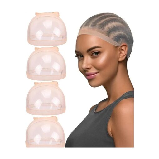 Hd Wig Cap for Lace Front Wig, Premium Invisible Wig Caps for Women, Bald Cap for Wig, Colorless Transparent To Match Directly To All Skin Tone, Ultra Thin Undetectable Stocking Cap 4PCS