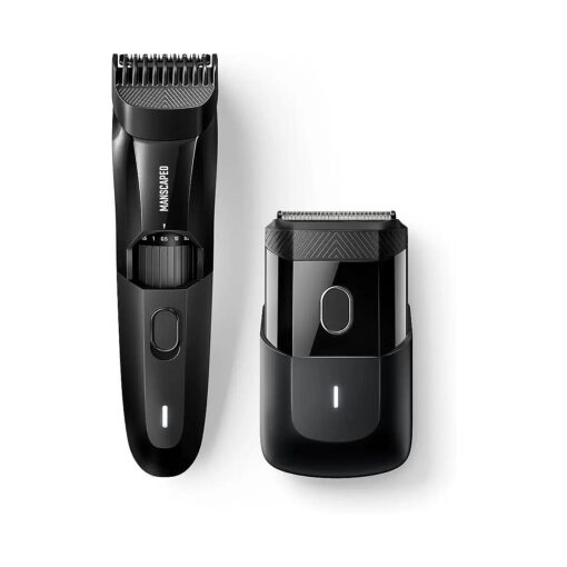 MANSCAPED ( r ) The Beard Hedger ( tm ) Premium Men 's Beard Trimmer & The Handyman ( tm ) Compact Face Shaver with Long-Hair Leveler & Foil Blades