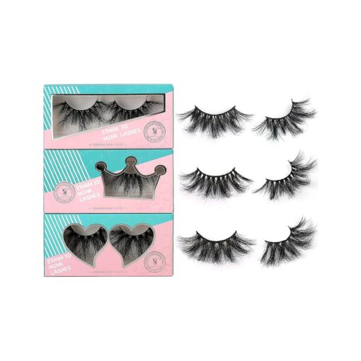 SY LASHES 25mm Mink Lashes 3D Real Mink Eyelashes Fluffy Dramatic False Eyelashes 6D Wispy Long Thick Handmade Luxury Volume Strip Eye Lashes ( 3 Pairs, Doll Honey Queen )