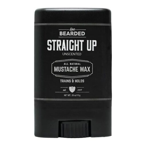 Live Bearded : Mustache Wax Stick - Made in the USA with All-Natural Ingredients Beeswax, Lanolin, Jojoba Oil, Essential Oils - Medium Hold Mustache & Beard Wax for Men, Straight Up Unscented, 35 Oz