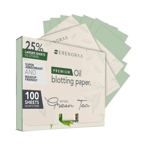 Premium Natural Green Tea Oil Blotting Sheets for Face - 3x100 Sheets with Extra Large 5x3" Thick Blotting Paper for Oily Skin - Dispensable Portable Pack - Reduce Skin Acne - Makeup Friendly