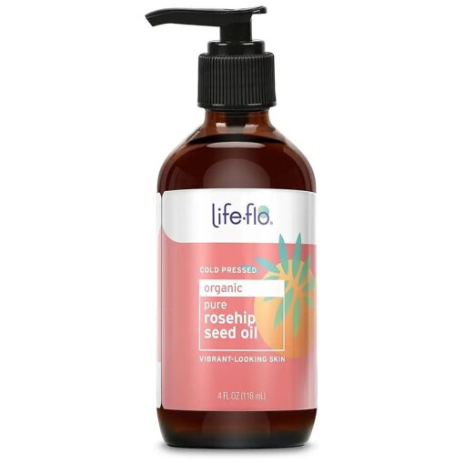 LIFE-FLO Pure Organic Rosehip Seed Oil, Hydrating Face Oil, Dry Skin Care, Cold Pressed from Organic Rose Hips, Rich in Fatty Acids and Vitamin A ( Retinol ), Hypoallergenic, 60-Day Guarantee, 4oz