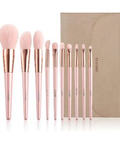 Make Up Brushes,10pcs Pink Makeup Brushes for Powder Blush Contour Concealer Eyeshadows, Premium Synthetic Makeup Brush Set