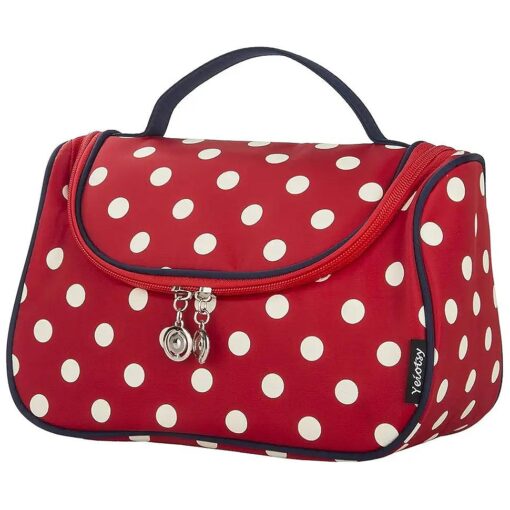 Cosmetic Bag, Toiletry Bag, Polka Dots Travel Cosmetic Organizer Makeup Bag for Women