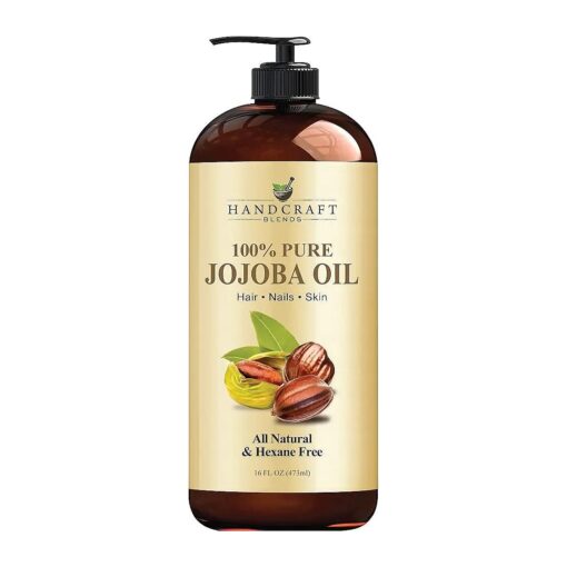 Handcraft Blends Jojoba Oil - 16 Fl Oz - 100 % Pure and Natural - Premium Grade Oil for Skin and Hair - Anti-Aging Oil - Cold-Pressed and Hexane-Free