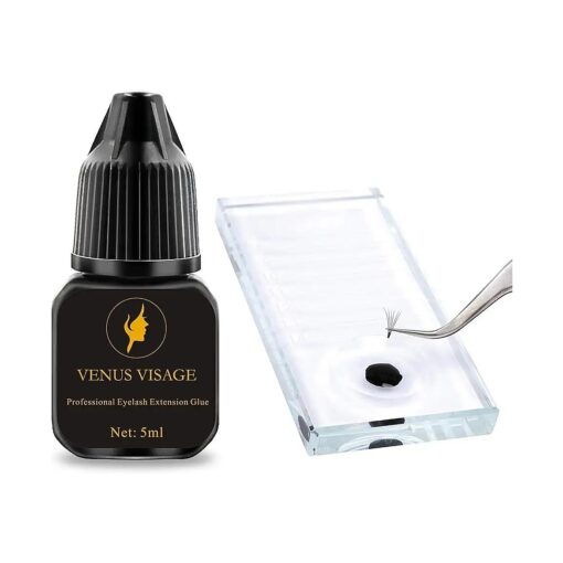 VENUS VISAGE Eyelash Glue for Professional Lash Extensions 1 2 Sec Dry Time & 6 7 Weeks Bonding Extra Black & strong Latex free Lash Adhesive ( 5ml ) ,0.16 Fl Oz ( Pack of 1 ) '