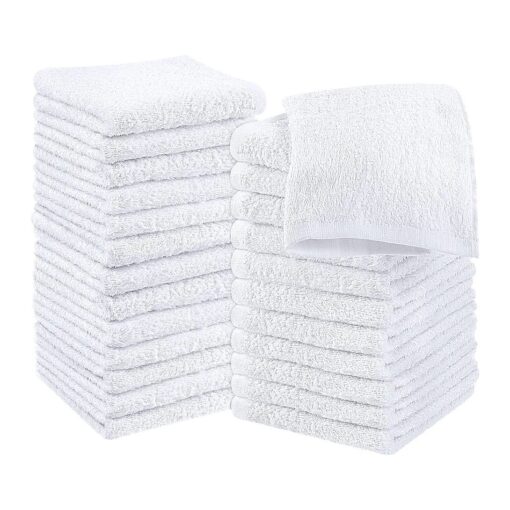 Utopia Towels Cotton Washcloths Set - 100 % Ring Spun Cotton, Premium Quality Flannel Face Cloths, Highly Absorbent and Soft Feel Fingertip Towels ( 24 Pack, White )