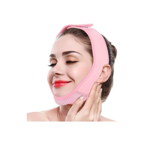 Facial Lifting Strap, V Line Mask Neck Double Chin Belt Skin Care Chin Lifting Firming Wrap ( Pink )