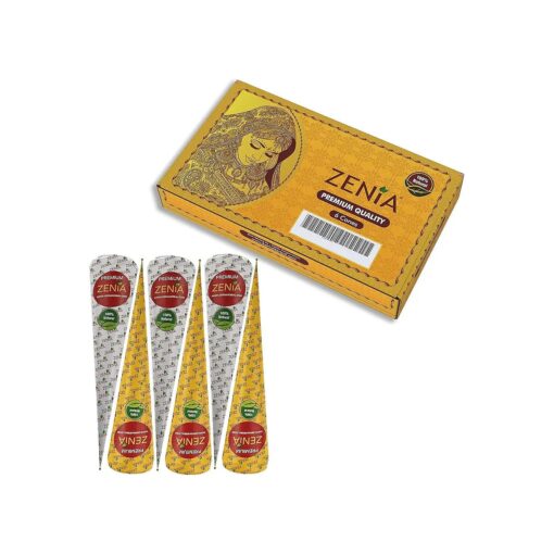 Zenia Premium Henna Cones ( 35g Each ) - 100 % Natural Ready to Use Henna Paste Hair Color Hair Dye Cones Reddish Brown Color ( 6 Pack )