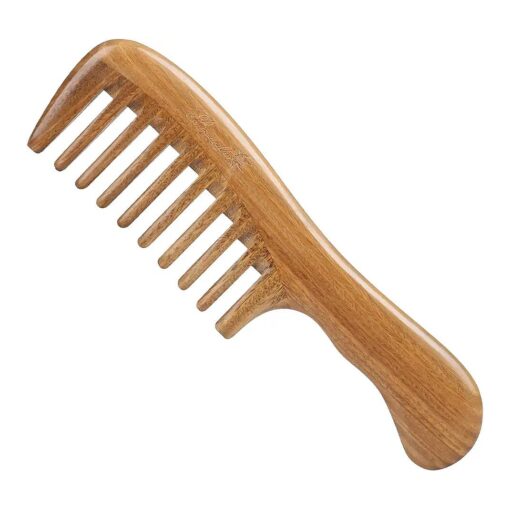 Sandalwood Hair Comb - No Static Handmade Wide Tooth Comb - Natural Wooden Detangling Comb with Gift Box