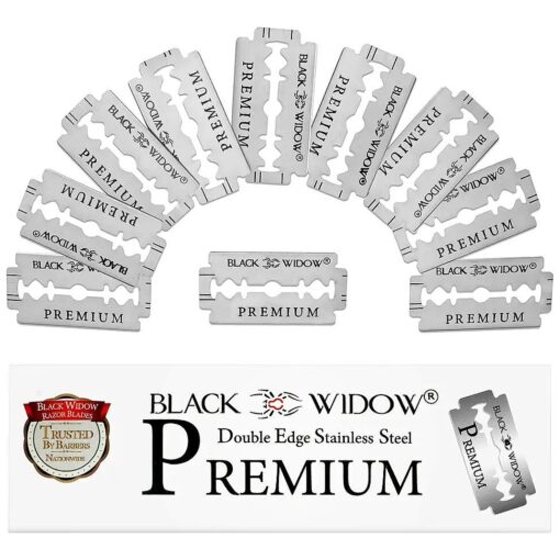 Black Widow Premium Double Edge Swedish Steel Premium Razor Blades for Safety and Straight Razors - ( 100 Count )