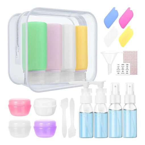 Muslish 21 Pack Leak Proof Silicone Travel Bottles Set, TSA Approved Containers for Toiletries, Travel Size Accessories and Shampoo Conditioner Bottles with Toiletry Bag ( BPA Free )