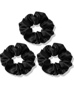 OLESILK 100 % Mulberry Silk-Scrunchies for Hair Sleep, Women Grils Silk Hair Ties for Frizz & Breakage Curly Hair, No Damage, Elastics Ponytail Holder, 3 Pack